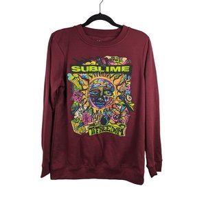 Red Crew Neck Sweater with Vibrant Graphic Design
